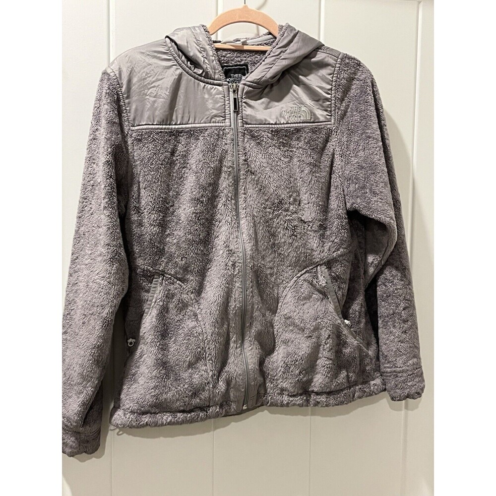 The North Face Jacket Womens Medium Gray Hooded Fleece Full Zip Pockets N19